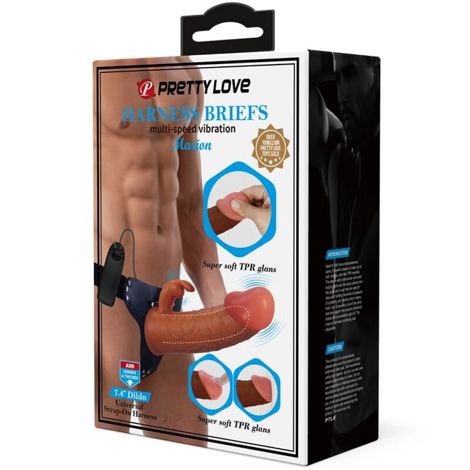 Pretty Love – Marion Harness Universelle Slip mit Vibrationsdildo 19 cm Braun