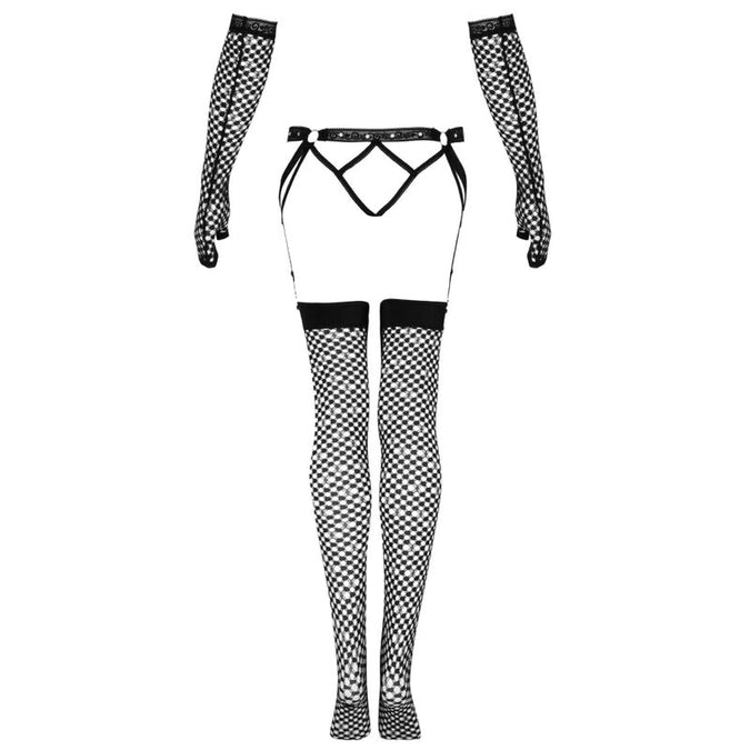 Livco Corsetti Fashion – Nemalia Set Strapsgürtel + Strümpfe + Handschuhe Schwarz