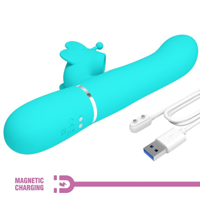 Pretty Love – Multifunktionaler Rabbit Vibrator 4 in 1 Schmetterling Aqua Grün