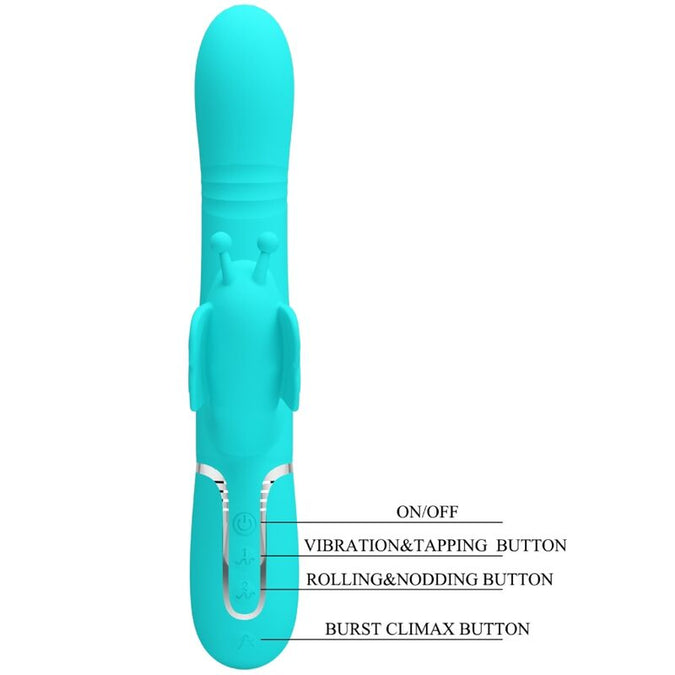 Pretty Love – Multifunktionaler Rabbit Vibrator 4 in 1 Schmetterling Aqua Grün