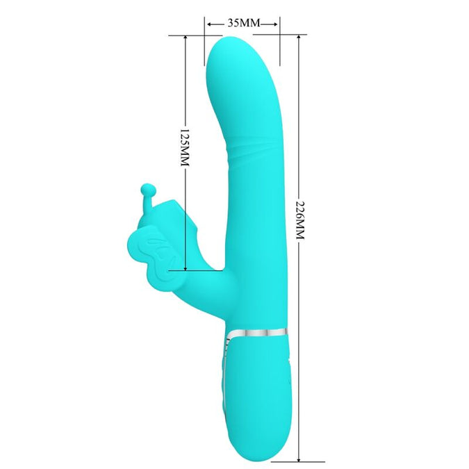 Pretty Love – Multifunktionaler Rabbit Vibrator 4 in 1 Schmetterling Aqua Grün