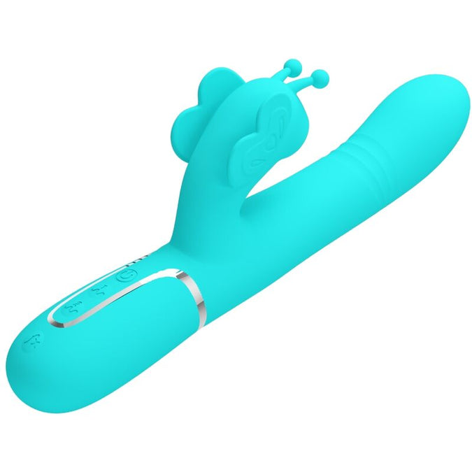 Pretty Love – Multifunktionaler Rabbit Vibrator 4 in 1 Schmetterling Aqua Grün
