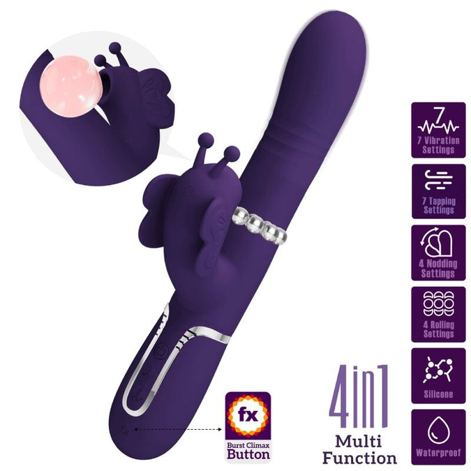 Pretty Love – Multifunktionaler Rabbit Vibrator 4 In 1 Schmetterling Lila