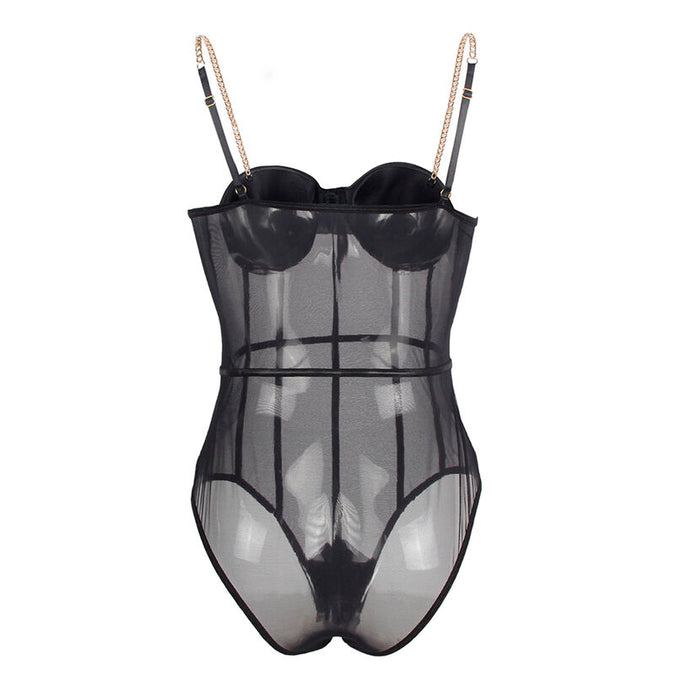 Subblime – Schwarzer Ketten Hosenträger Body S/m