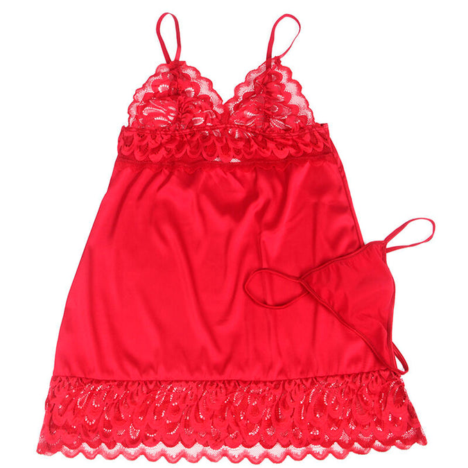 Subblime – Satin Babydoll mit Spitze Rot S/m