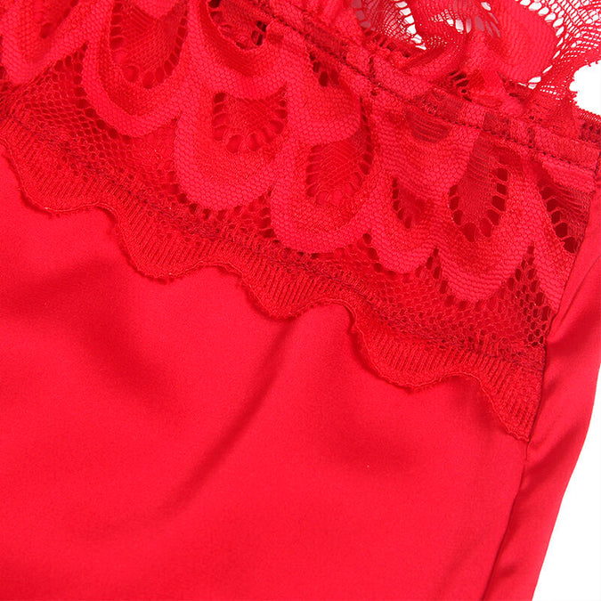 Subblime – Satin Babydoll mit Spitze Rot S/m