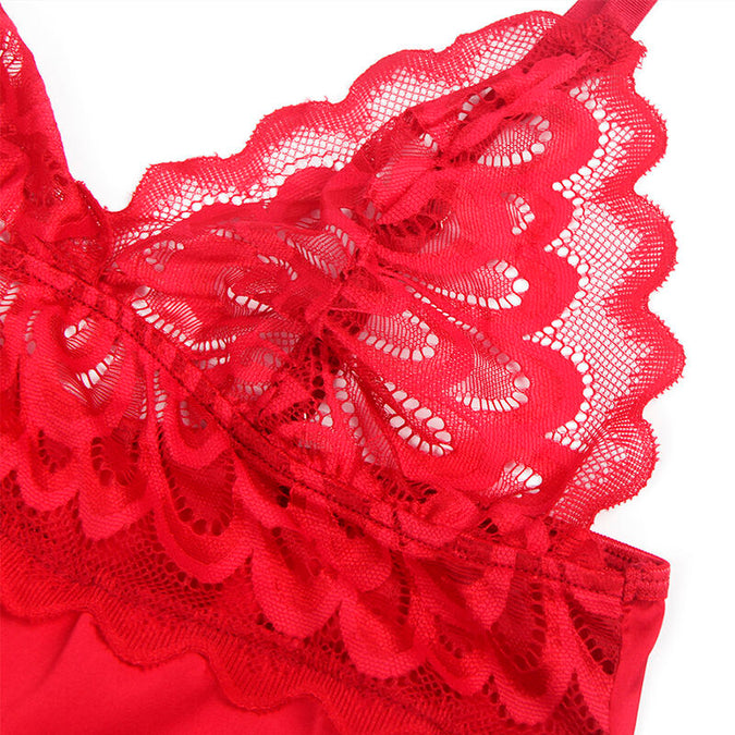 Subblime – Satin Babydoll mit Spitze Rot S/m