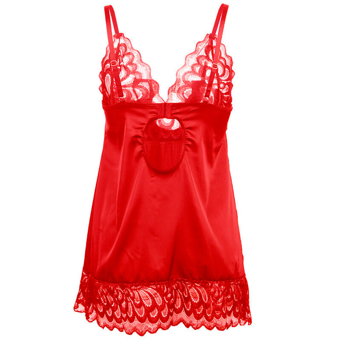 Subblime – Satin Babydoll mit Spitze Rot S/m