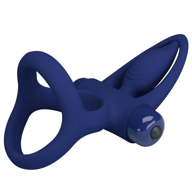 Pretty Love – Mat Doppelring mit Vibration & Stimulator Blau