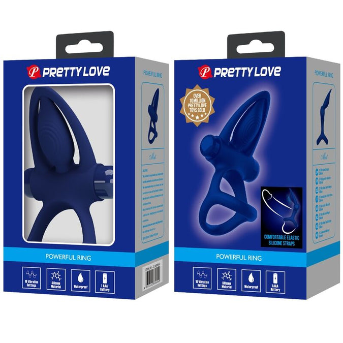 Pretty Love – Mat Doppelring mit Vibration & Stimulator Blau