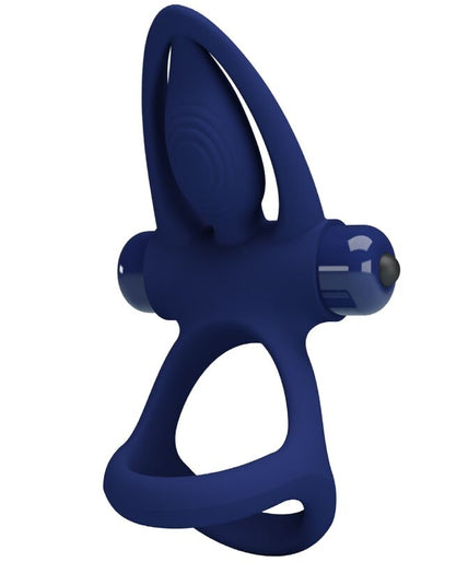 Pretty Love – Mat Double Ring With Vibration & Stimulator Blue Pretty Love – Mat Double Ring With Vibration & Stimulator Blue