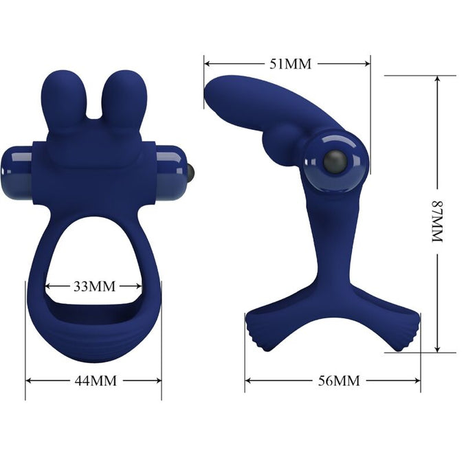 Pretty Love – Francisco Doppel-Vibrationsring Rabbit Blau