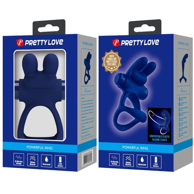 Pretty Love – Francisco Doppel-Vibrationsring Rabbit Blau