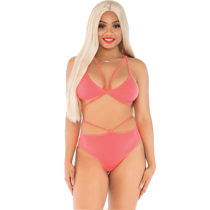 Leg Avenue – Top & Panties Koralle mit Trägern