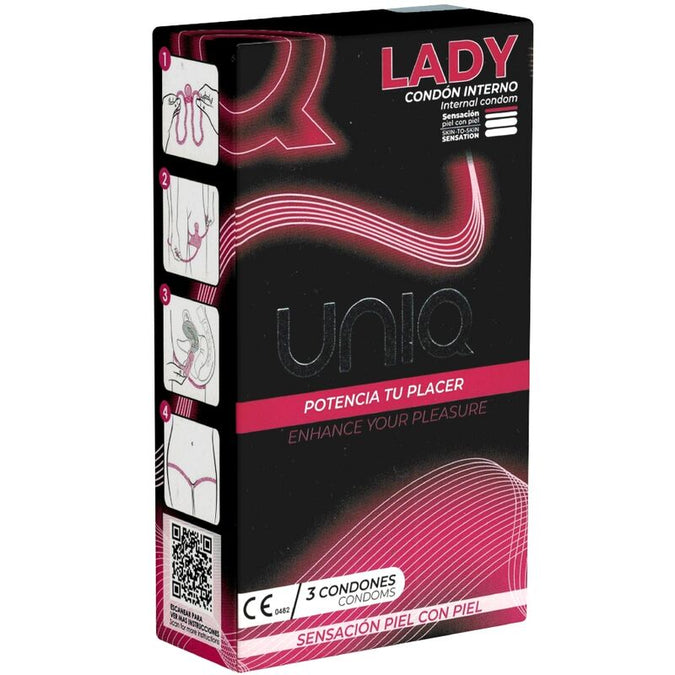 Uniq – Lady Condom Latexfreie Frauenkondome mit Strapsgürtel 3 Stück