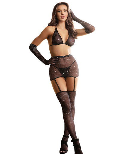 Subblime – 952174 Fishnet Bodystocking With Gloves And Diamonds Black One Size Subblime – 952174 Fishnet Bodystocking With Gloves And Diamonds Black One Size