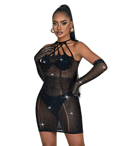 Subblime – 952235 Fishnet Dress With Rhinestones Black One Size Subblime – 952235 Fishnet Dress With Rhinestones Black One Size