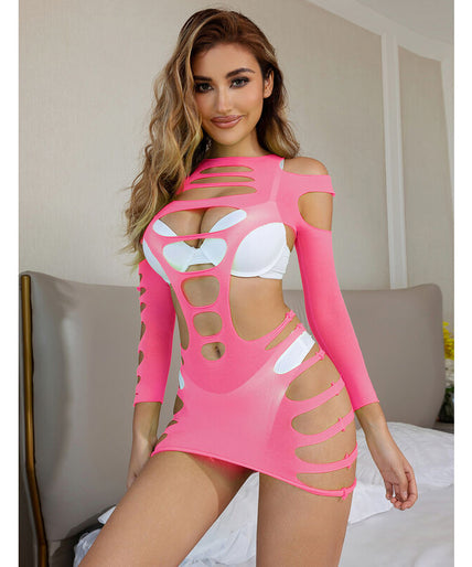 Subblime – 952273 Long Sleeve Elastic Fishnet Dress Pink One Size Subblime – 952273 Long Sleeve Elastic Fishnet Dress Pink One Size