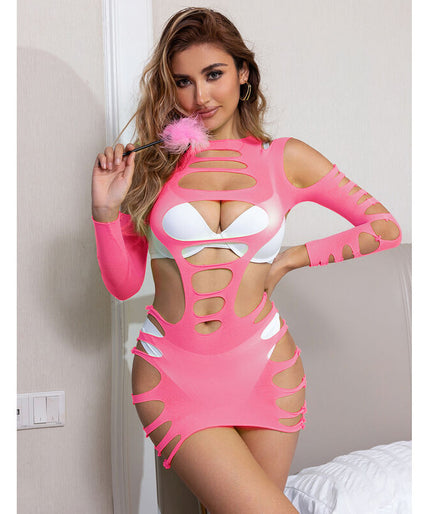 Subblime – 952273 Long Sleeve Elastic Fishnet Dress Pink One Size Subblime – 952273 Long Sleeve Elastic Fishnet Dress Pink One Size