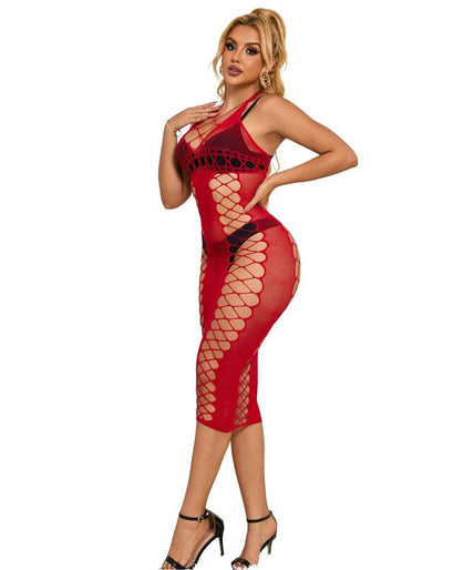 Subblime – 952327 Long Red Fishnet Dress One Size Subblime – 952327 Long Red Fishnet Dress One Size