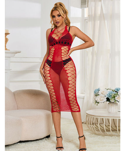 Subblime – 952327 Long Red Fishnet Dress One Size Subblime – 952327 Long Red Fishnet Dress One Size