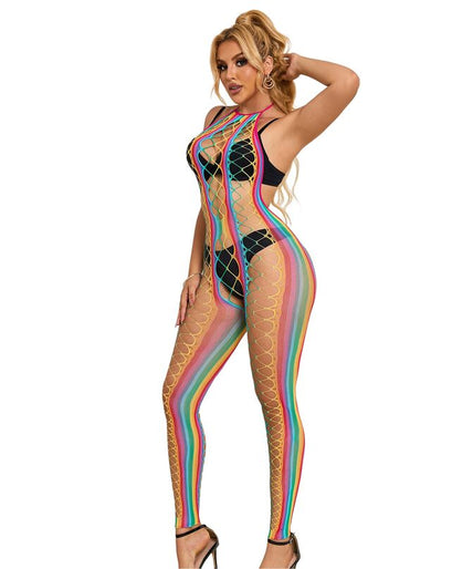 Subblime – 952358 Rainbow Mesh Halter Neck Bodystocking Xs/m Subblime – 952358 Rainbow Mesh Halter Neck Bodystocking Xs/m