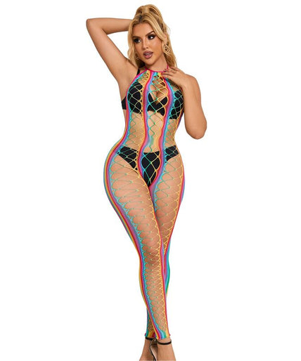 Subblime – 952358 Rainbow Mesh Halter Neck Bodystocking Xs/m Subblime – 952358 Rainbow Mesh Halter Neck Bodystocking Xs/m