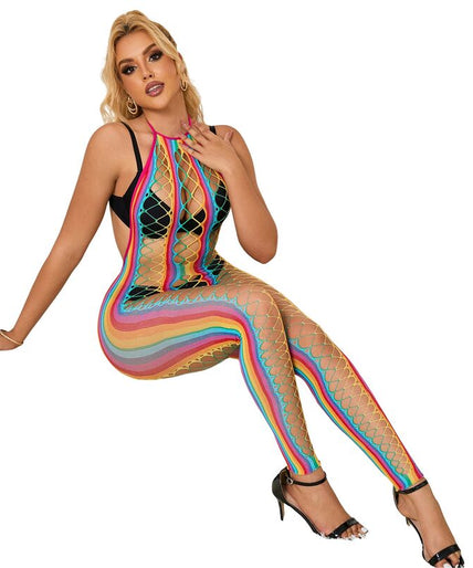 Subblime – 952358 Rainbow Mesh Halter Neck Bodystocking Xs/m Subblime – 952358 Rainbow Mesh Halter Neck Bodystocking Xs/m