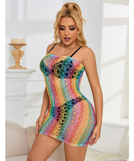 Subblime – 952365 Rainbow Bare Shoulder Fishnet Dress One Size Subblime – 952365 Rainbow Bare Shoulder Fishnet Dress One Size