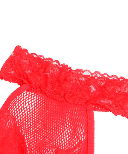 Subblime – 952372 Fishnet And Lace Crotchless Bodystocking With High Neck Red One Size Subblime – 952372 Fishnet And Lace Crotchless Bodystocking With High Neck Red One Size