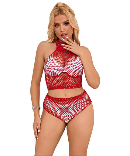Subblime – 952402 Fishnet Set With Pink Diamonds One Size Subblime – 952402 Fishnet Set With Pink Diamonds One Size