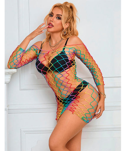 Subblime – 952426 Rainbow Long Sleeve Fishnet Dress One Size Subblime – 952426 Rainbow Long Sleeve Fishnet Dress One Size