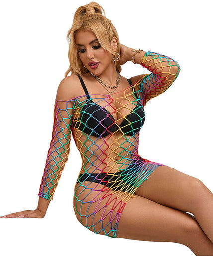 Subblime – 952426 Rainbow Long Sleeve Fishnet Dress One Size Subblime – 952426 Rainbow Long Sleeve Fishnet Dress One Size