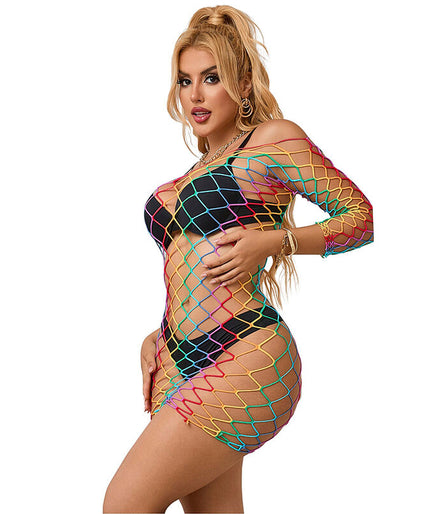 Subblime – 952426 Rainbow Long Sleeve Fishnet Dress One Size Subblime – 952426 Rainbow Long Sleeve Fishnet Dress One Size