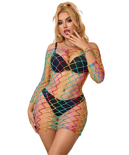 Subblime – 952426 Rainbow Long Sleeve Fishnet Dress One Size Subblime – 952426 Rainbow Long Sleeve Fishnet Dress One Size