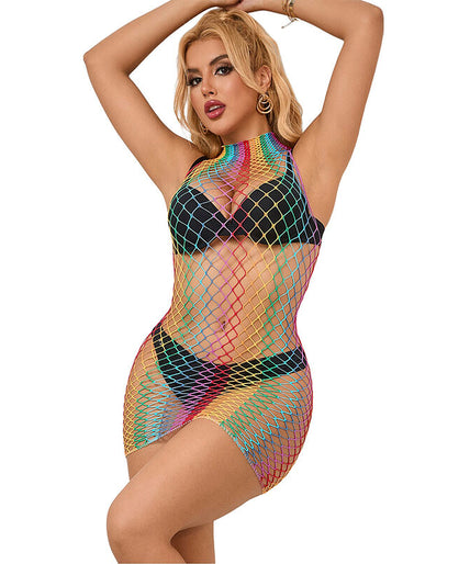 Subblime – 952433 Rainbow High Neck Sleeveless Fishnet Dress One Size Subblime – 952433 Rainbow High Neck Sleeveless Fishnet Dress One Size