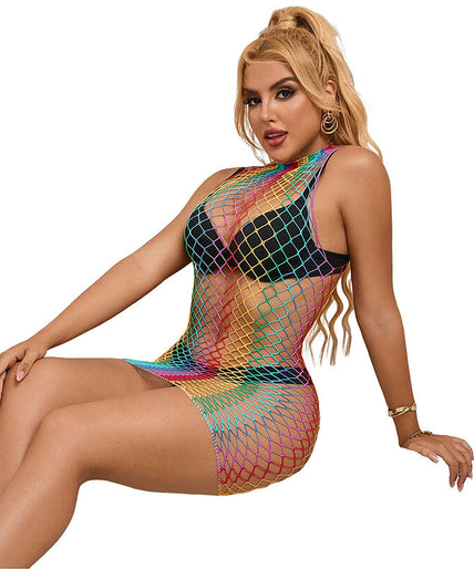 Subblime – 952433 Rainbow High Neck Sleeveless Fishnet Dress One Size Subblime – 952433 Rainbow High Neck Sleeveless Fishnet Dress One Size