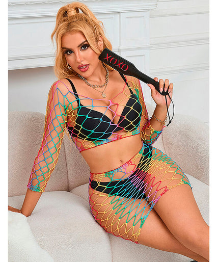Subblime – 952440 2 – Piece Fishnet Set Long Sleeve Rainbow One Size Subblime – 952440 2 – Piece Fishnet Set Long Sleeve Rainbow One Size