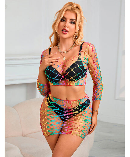 Subblime – 952440 2 – Piece Fishnet Set Long Sleeve Rainbow One Size Subblime – 952440 2 – Piece Fishnet Set Long Sleeve Rainbow One Size