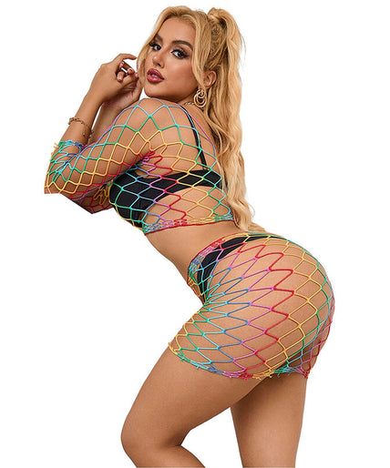 Subblime – 952440 2 – Piece Fishnet Set Long Sleeve Rainbow One Size Subblime – 952440 2 – Piece Fishnet Set Long Sleeve Rainbow One Size