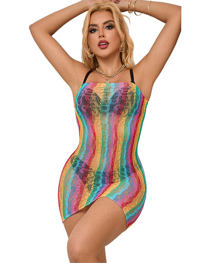 Subblime – 952457 Rainbow Off Shoulder Sleeveless Fishnet Dress One Size Subblime – 952457 Rainbow Off Shoulder Sleeveless Fishnet Dress One Size