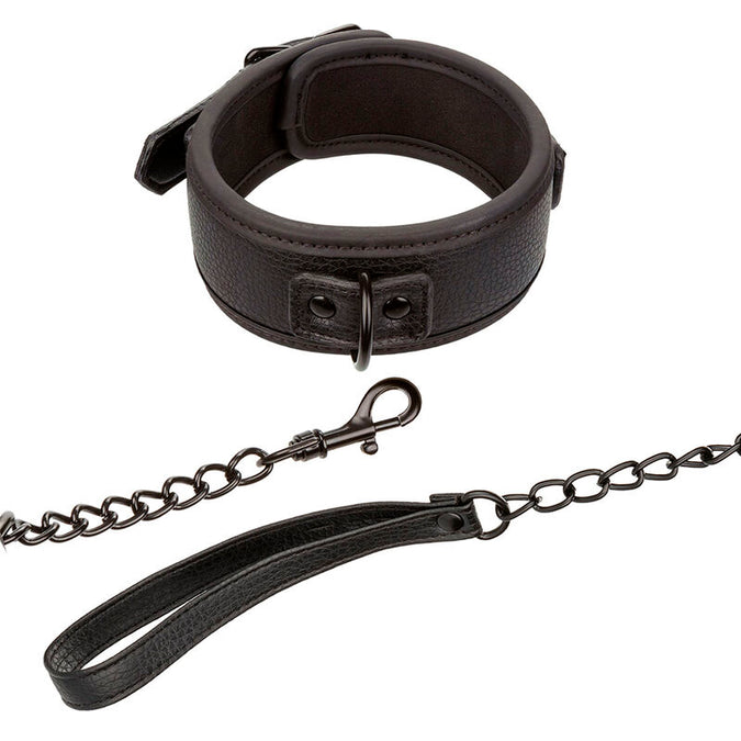 Calexotics – Nocturnal Collar & Leash Leather Adjustable Black