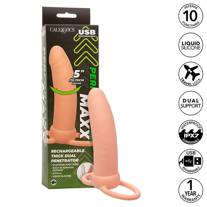 Calexotics – Maxx Thick Dual Penetrator 10 Vibrationsstufen Hautfarben