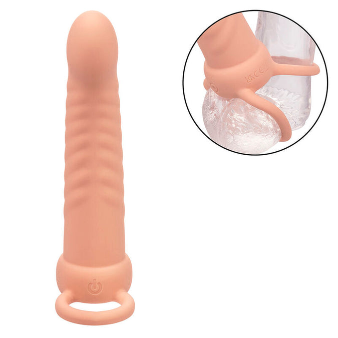 Calexotics – Maxx Ribbelige Dubbele Penetrator met 10 Vibraties, Huidkleurig