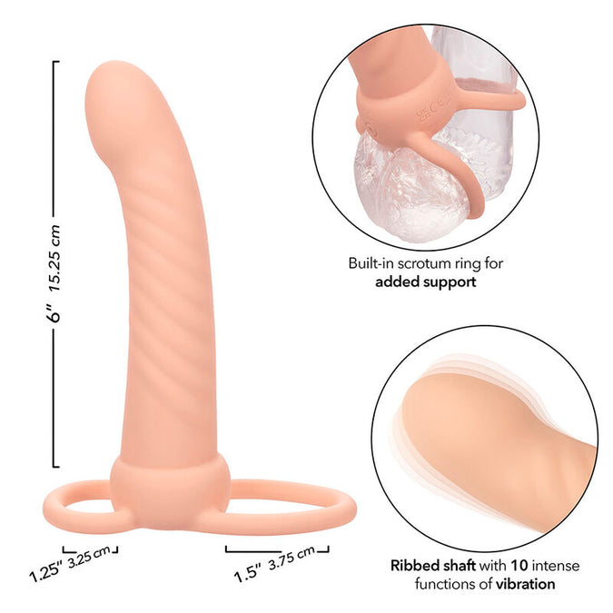 Calexotics – Maxx Ribbelige Dubbele Penetrator met 10 Vibraties, Huidkleurig