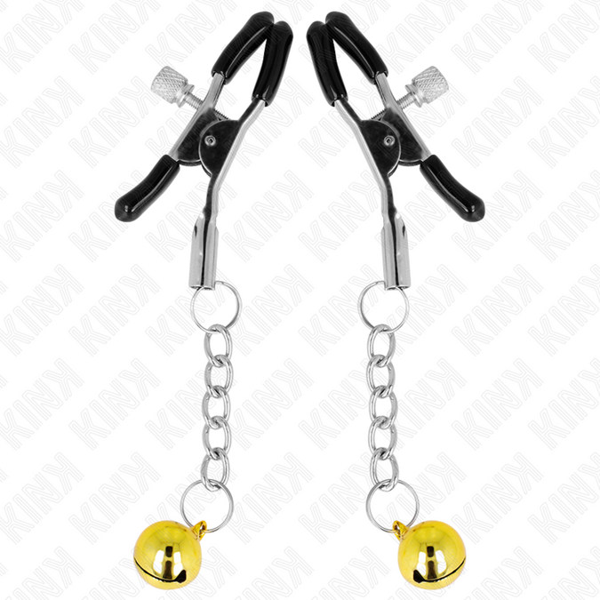 Kink – Goldene Jingle-Bell-Anhänger-Brustwarzenklemmen 6 cm