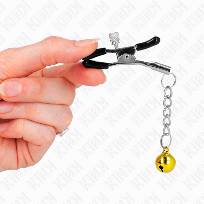 Kink – Goldene Jingle-Bell-Anhänger-Brustwarzenklemmen 6 cm