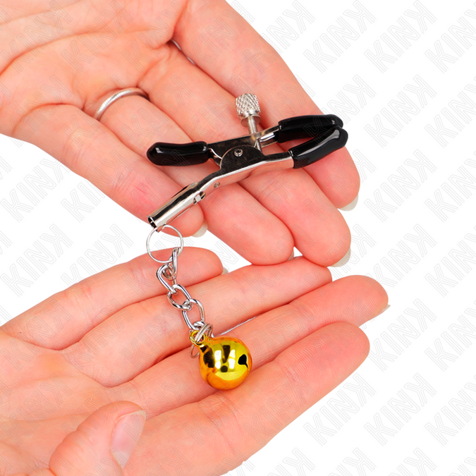 Kink – Goldene Jingle-Bell-Anhänger-Brustwarzenklemmen 6 cm