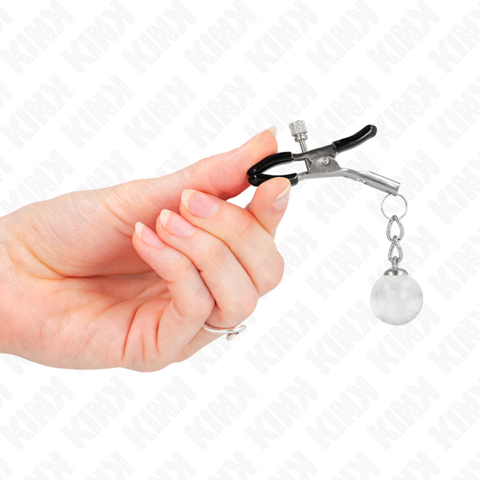 Kink – Glasperlen-Brustwarzenklemmen Silber 6 cm
