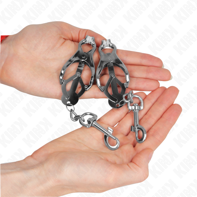 Kink – Japanische Kleeblatt-Nippelklemmen mit Haken Silber
